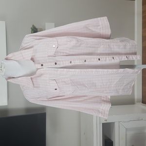 CJ Banks Pink & White Striped Button Down Shirt